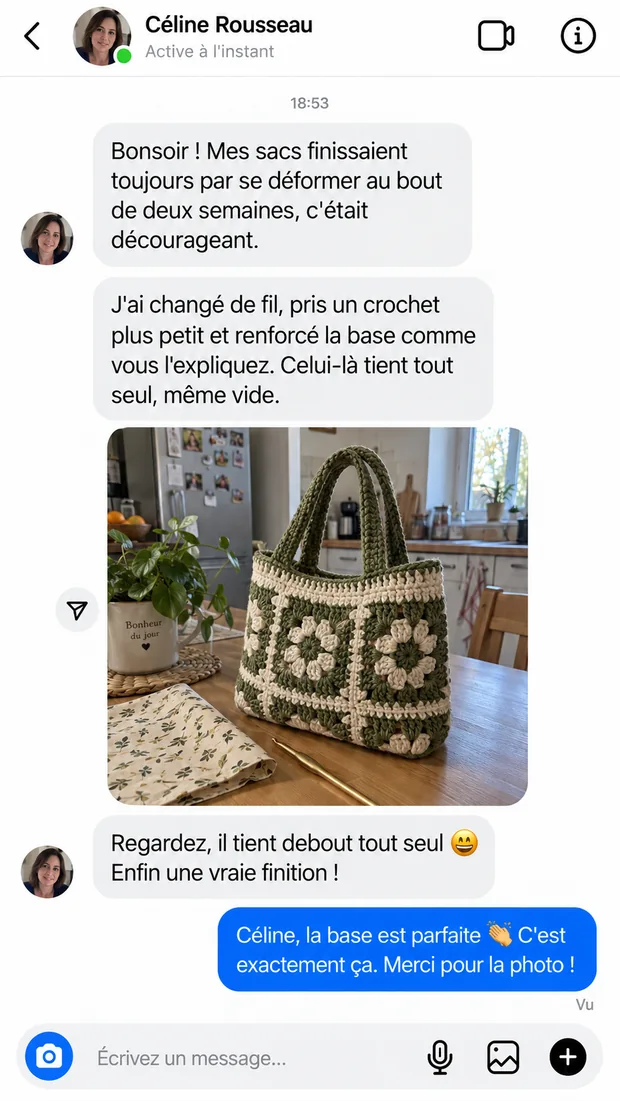 Message d'une cliente