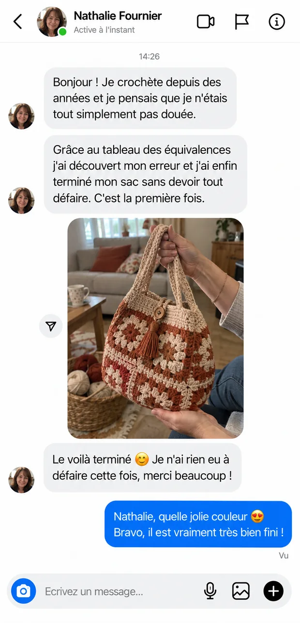 Message d'une cliente